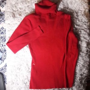Red turtleneck long-sleeve